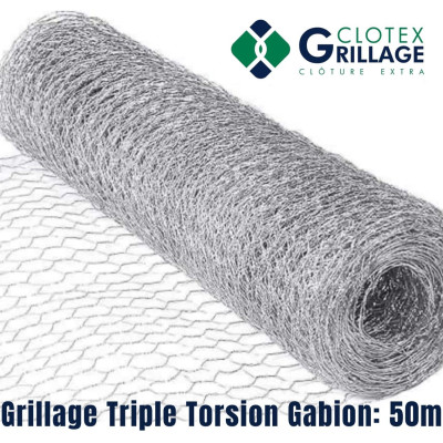 Grillage Triple Torsion Galvanisé Gabion 2m/50m